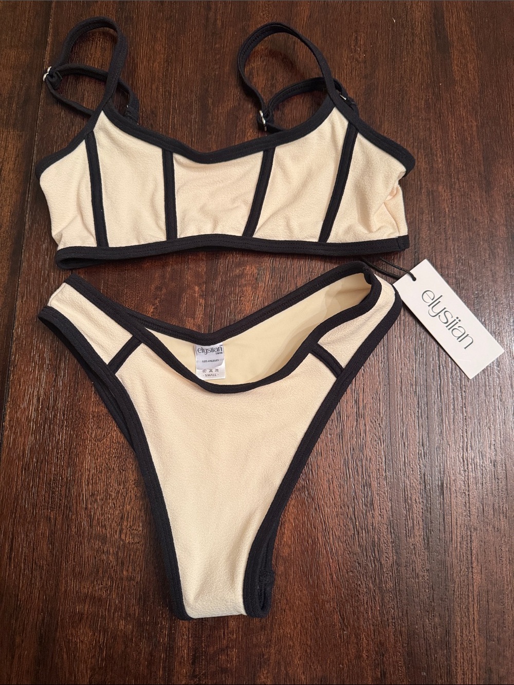 Elysiian Cream and Black Contrast Bikini Set